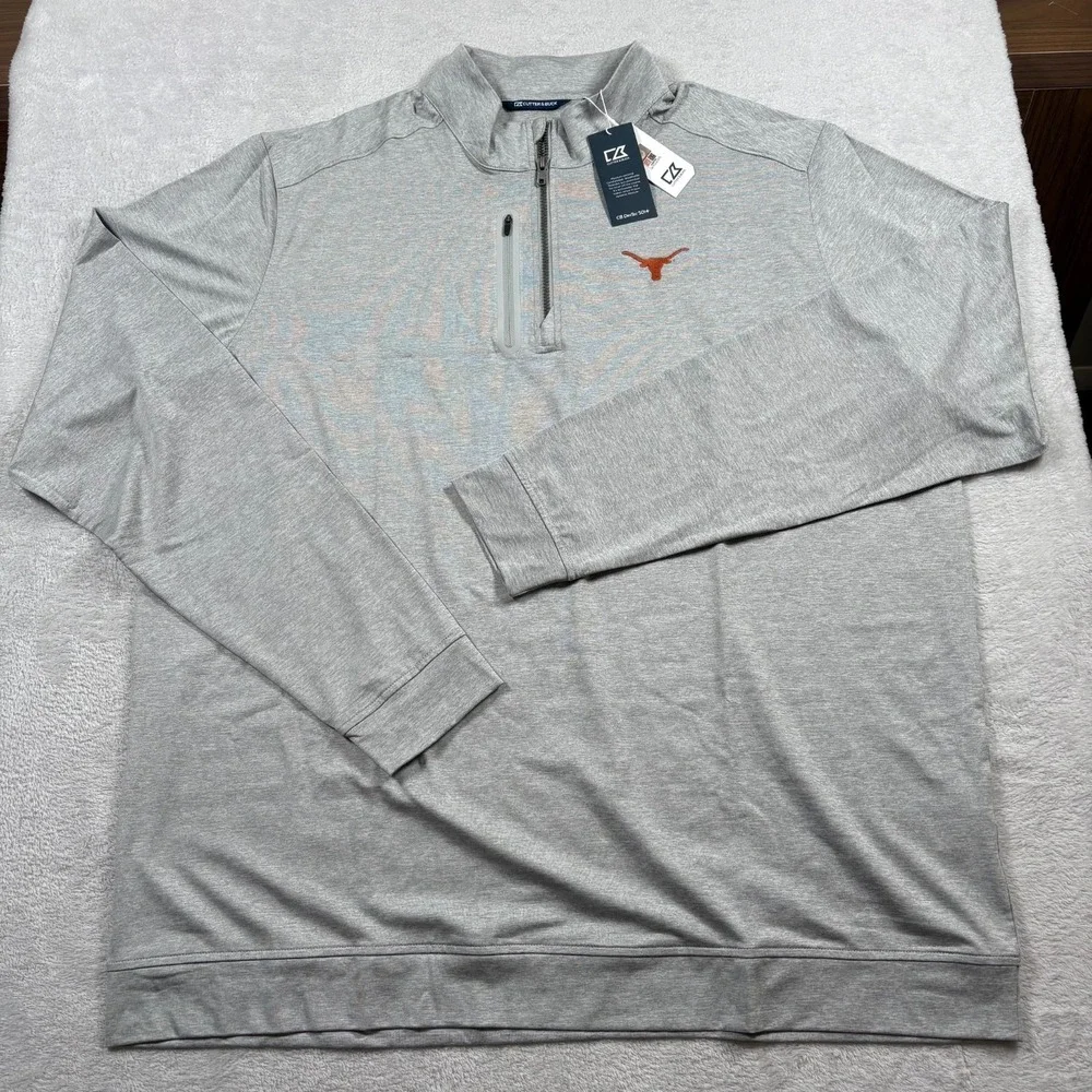 Cutter & Buck Shirt Mens 3XT Gray Moisture‎ Wicking Sun Protection Quarter Zip